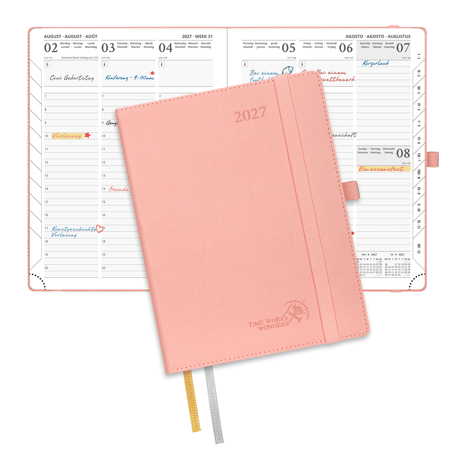 DE 21.8 cm × 16.4 cm 2027 Weekly Planner Softcover Calendar Planner