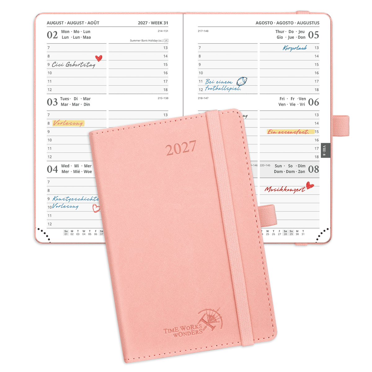 DE A6 Size 2027 Weekly Calendar Planner (January–December) Soft Cover