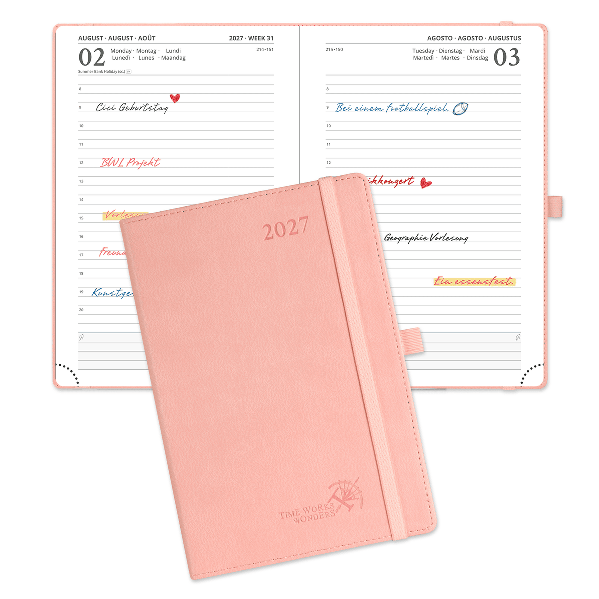 DE A5 Size 2027 Daily Planner Softcover Calendar Planner