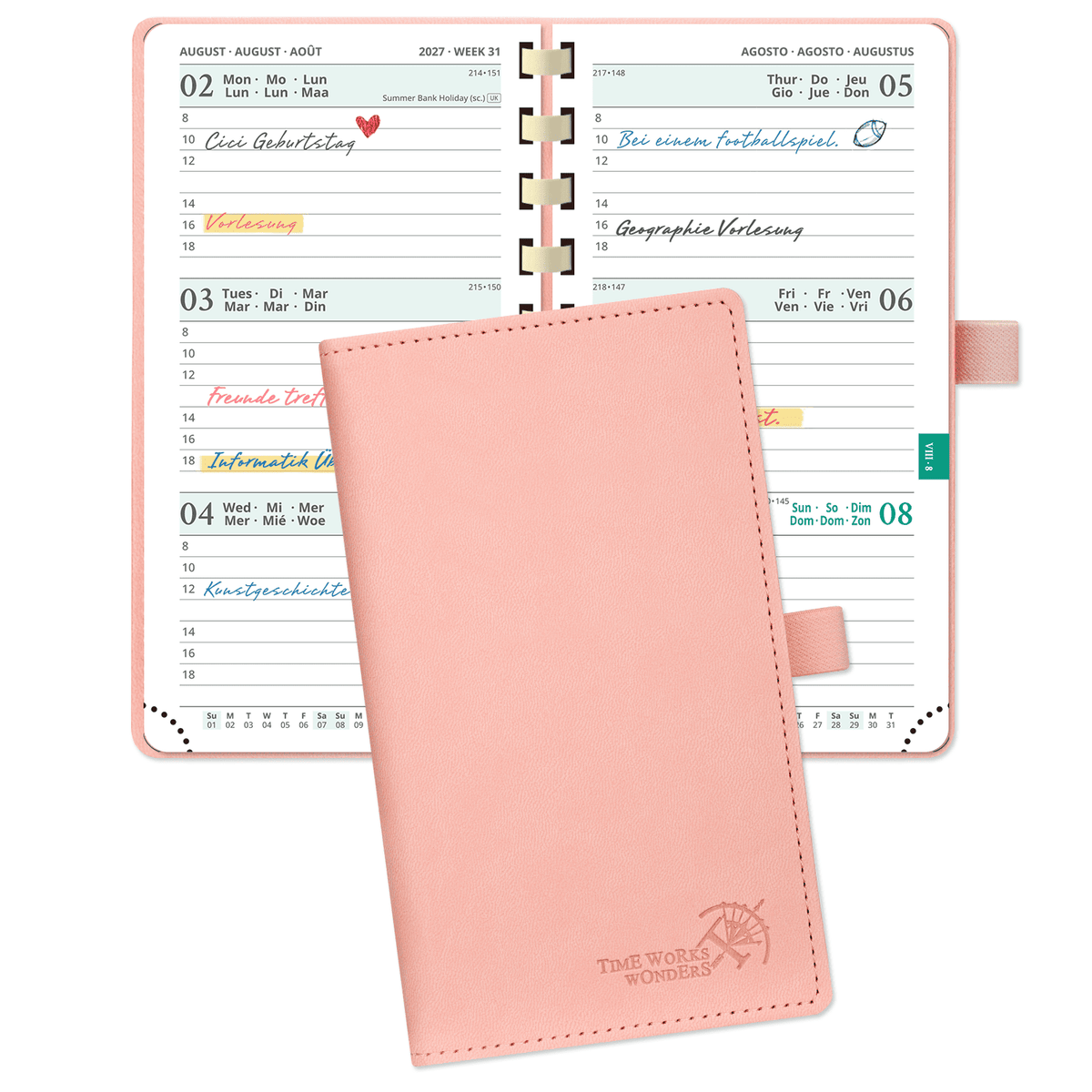 DE Pocket Size 2027 Spiral Weekly Calendar Planner Soft Cover
