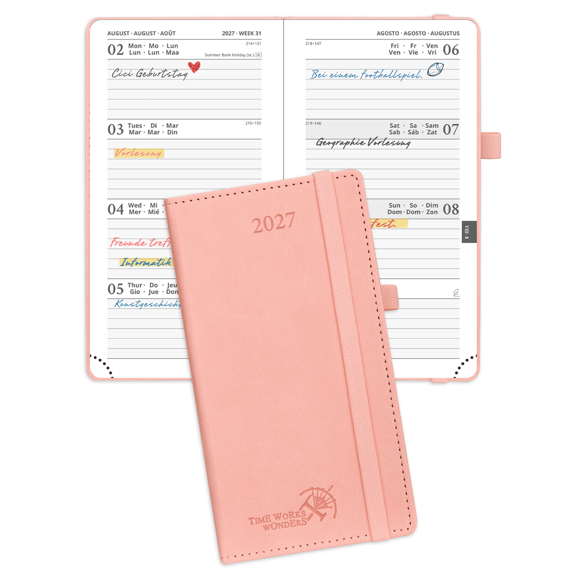 DE Pocket Size 2027 Weekly Planner Hard Cover Calendar Planner