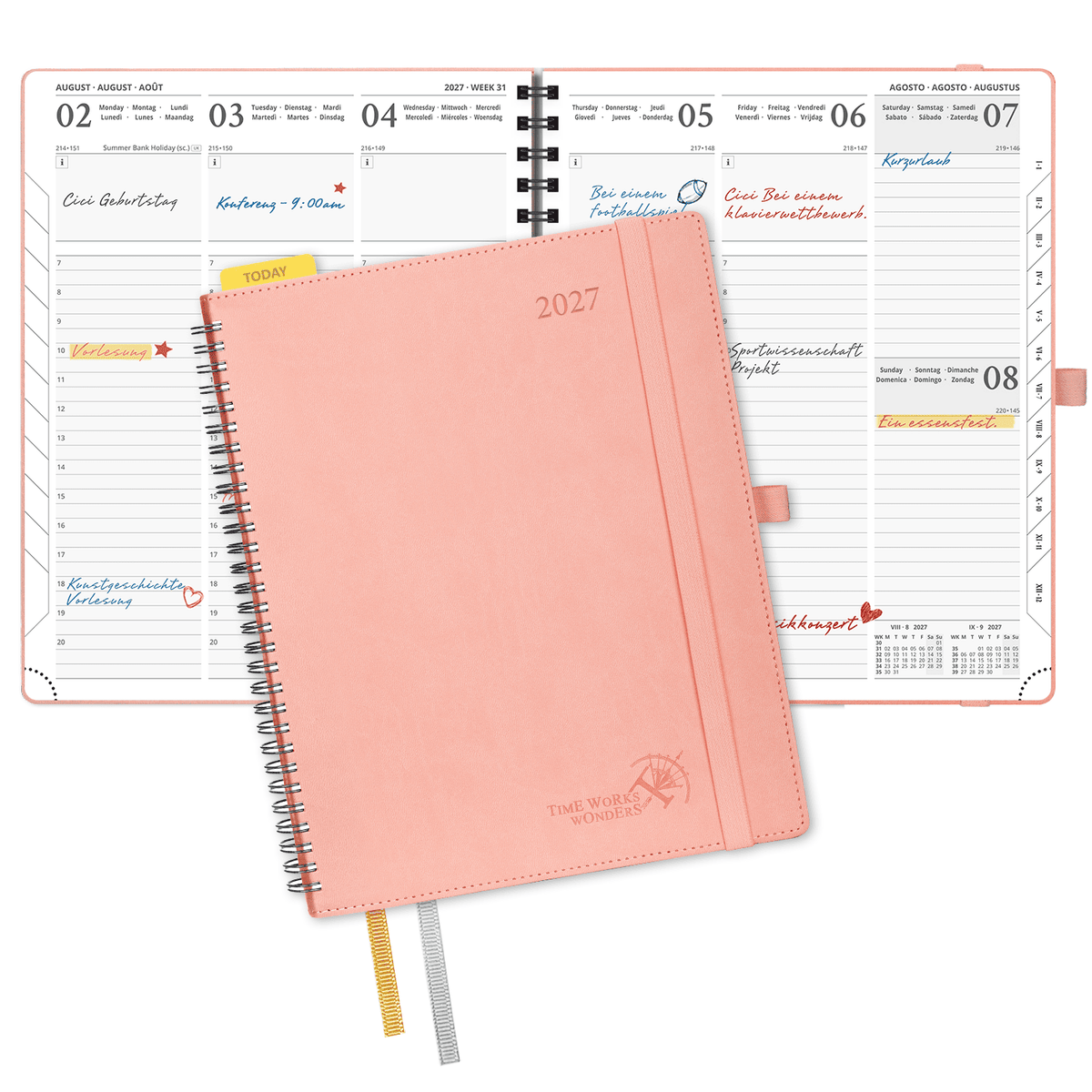 DE Large Size 2027 Spiral Weekly Calendar Planner (January–December) Soft Cover