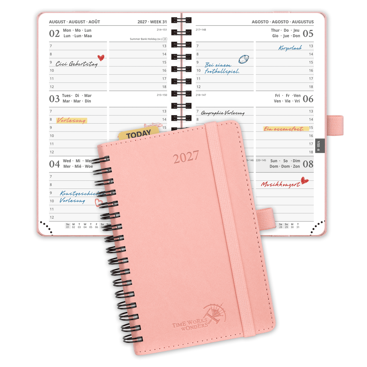 DE A6 Size 2027 Spiral Weekly Calendar Planner (January–December) Soft Cover