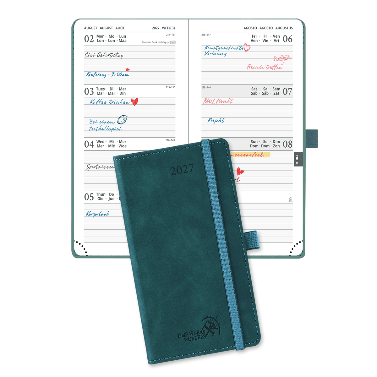 DE Pocket Size 2027 Weekly Planner 12-Month Softcover Calendar Planner