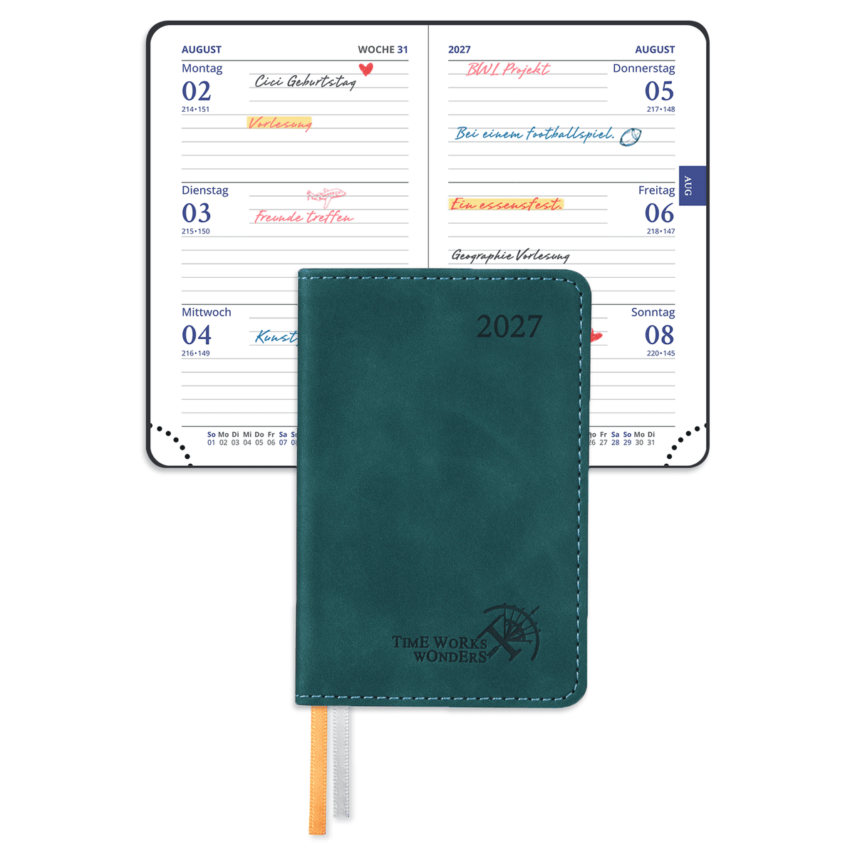 DE Mini Size 2027 Weekly Planner SoftCover Calendar Planner