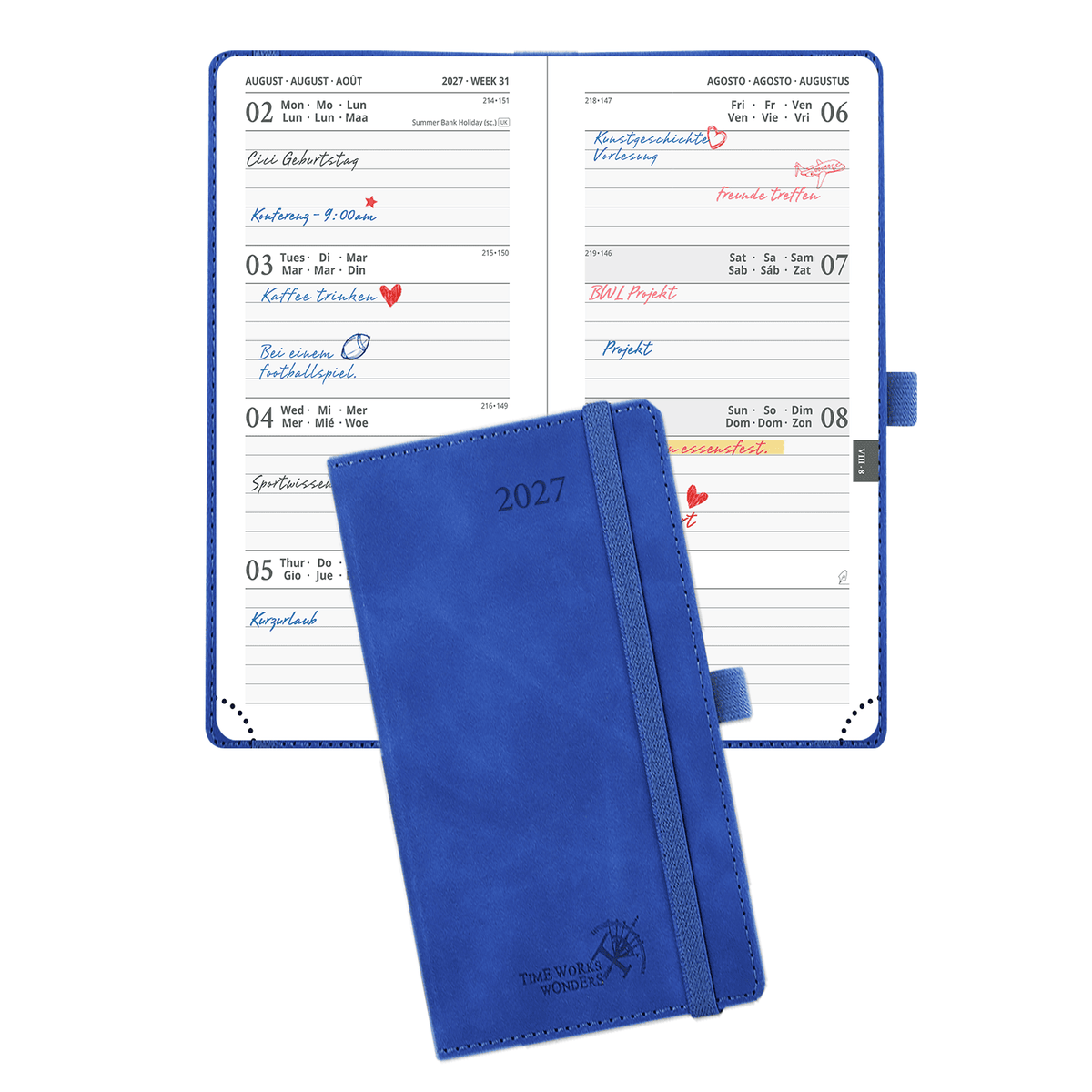 DE Pocket Size 2027 Weekly Planner 12-Month Softcover Calendar Planner