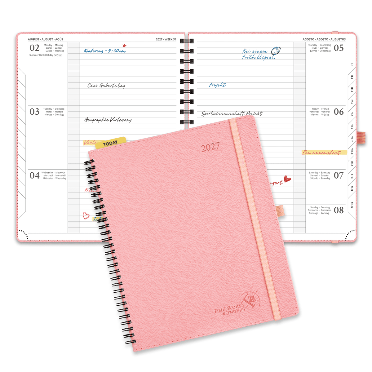 DE 25.9 cm × 21.2 cm 2027 Spiral Weekly Planner Horizontal Layout Calendar Planner