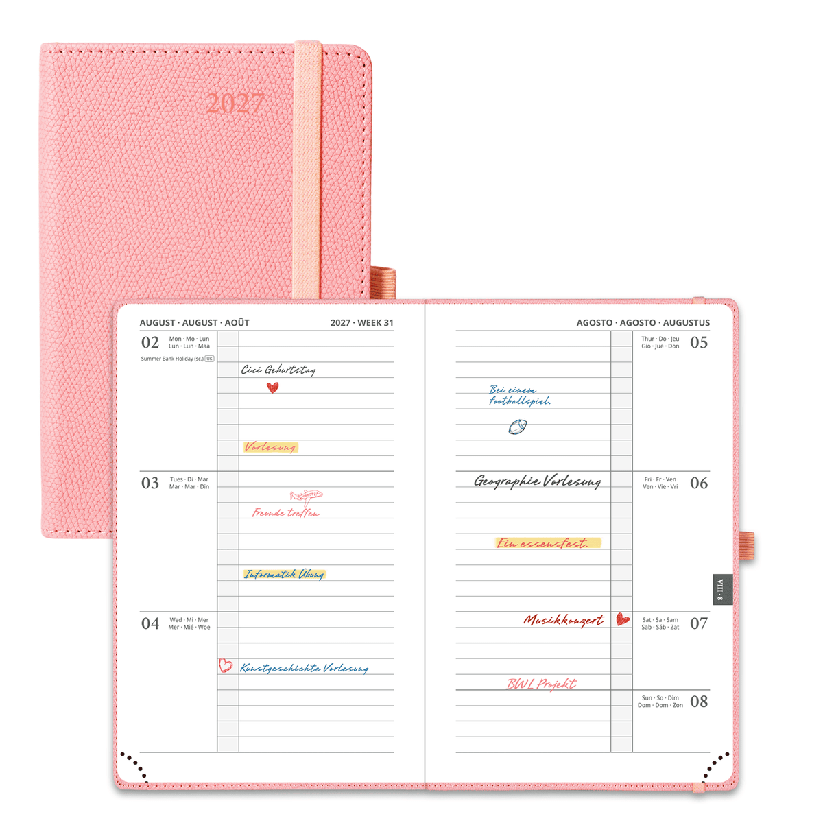 DE A6 Size 2027 Weekly planner Horizontal Layout Calendar Planner