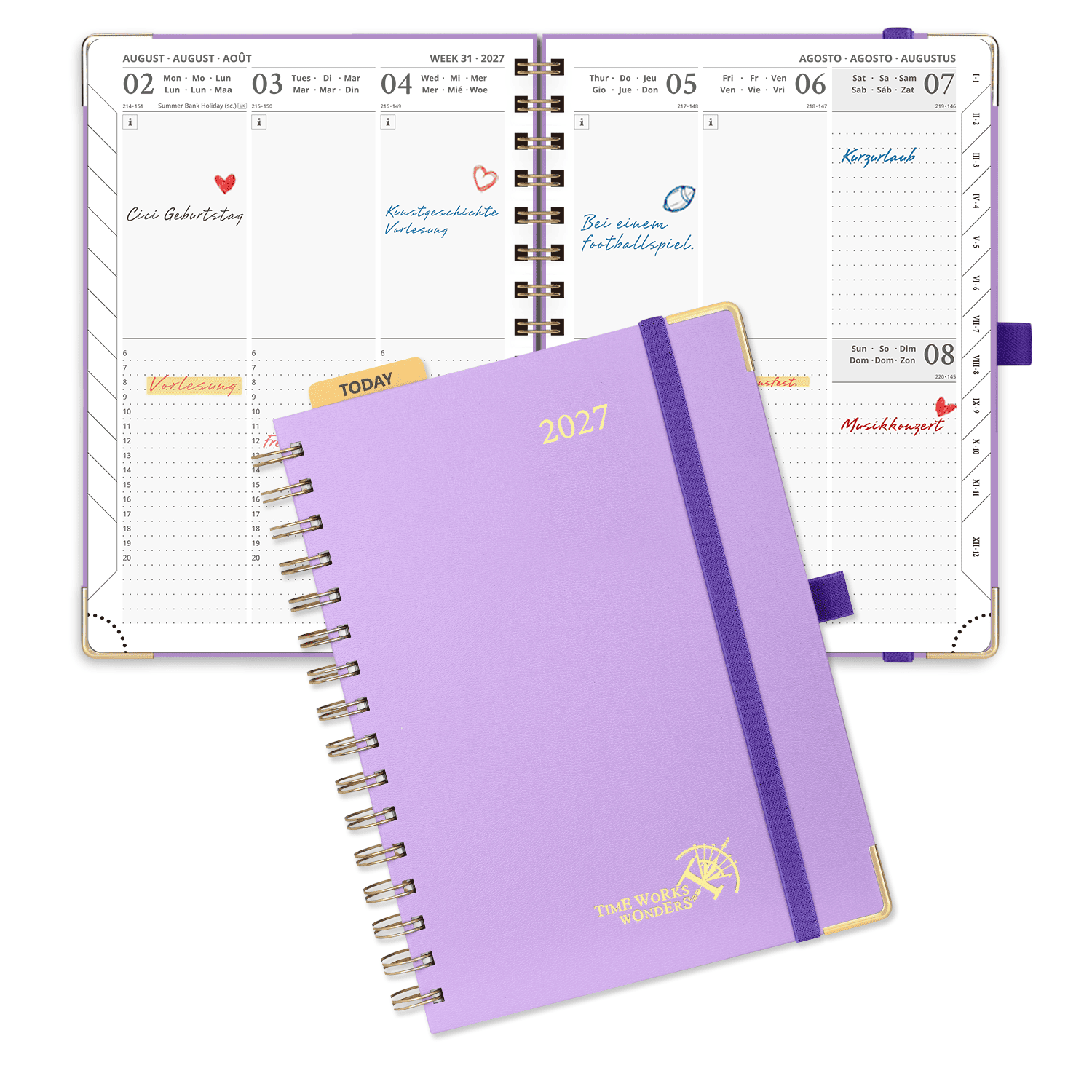 DE A5 Size 2027 Spiral Weekly Planner (January–December) Hardcover