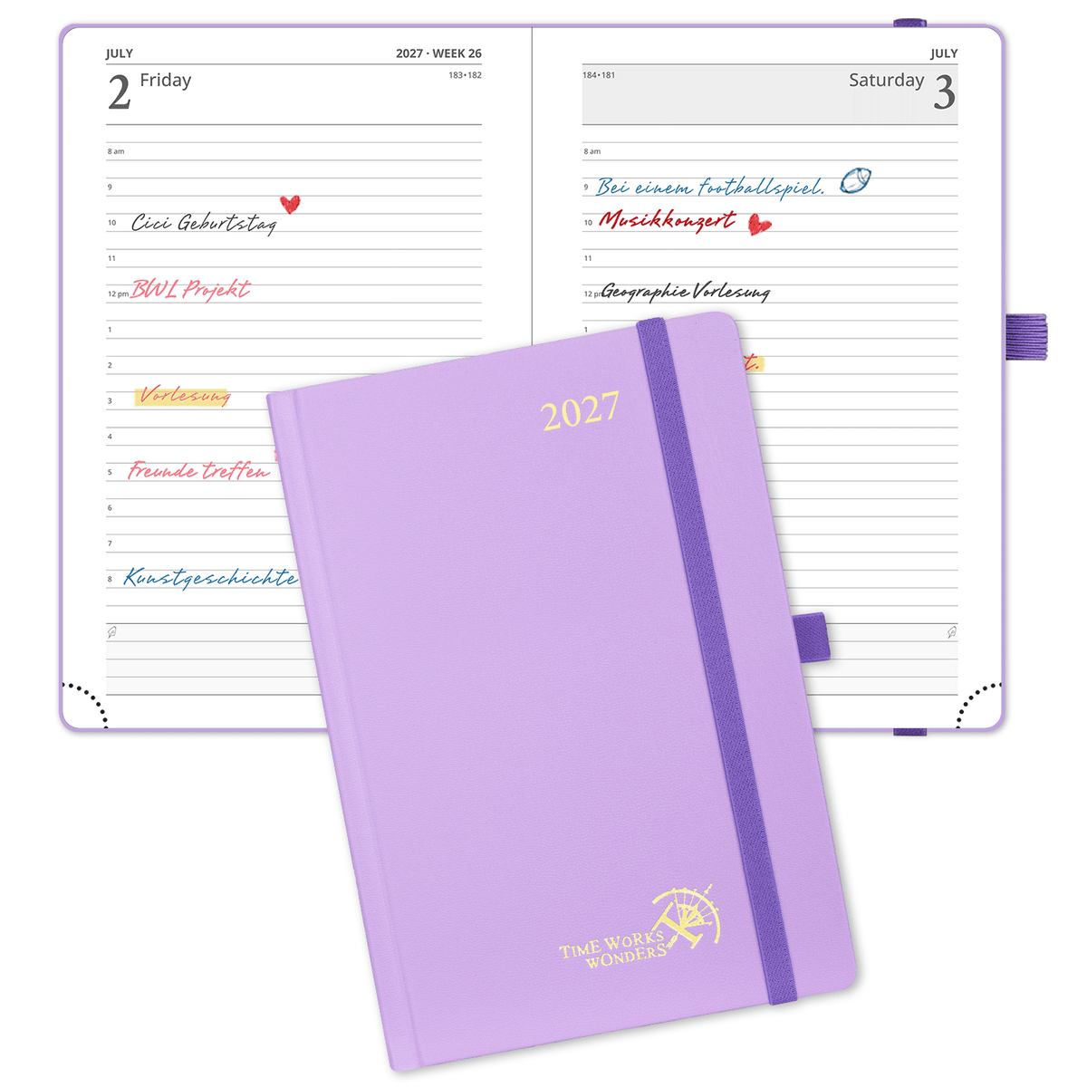DE A5 Size Daily Planner 2027 Hardcover Calendar Planner