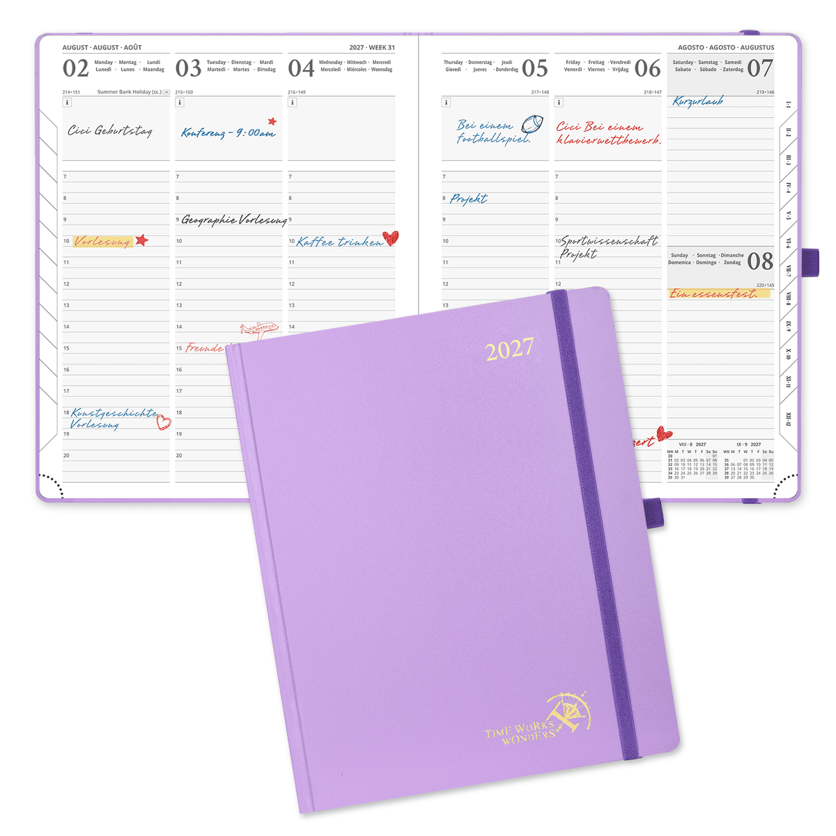 DE 25.9 cm × 21.2 cm 2027 Weekly Planner (January–December) Hardcover