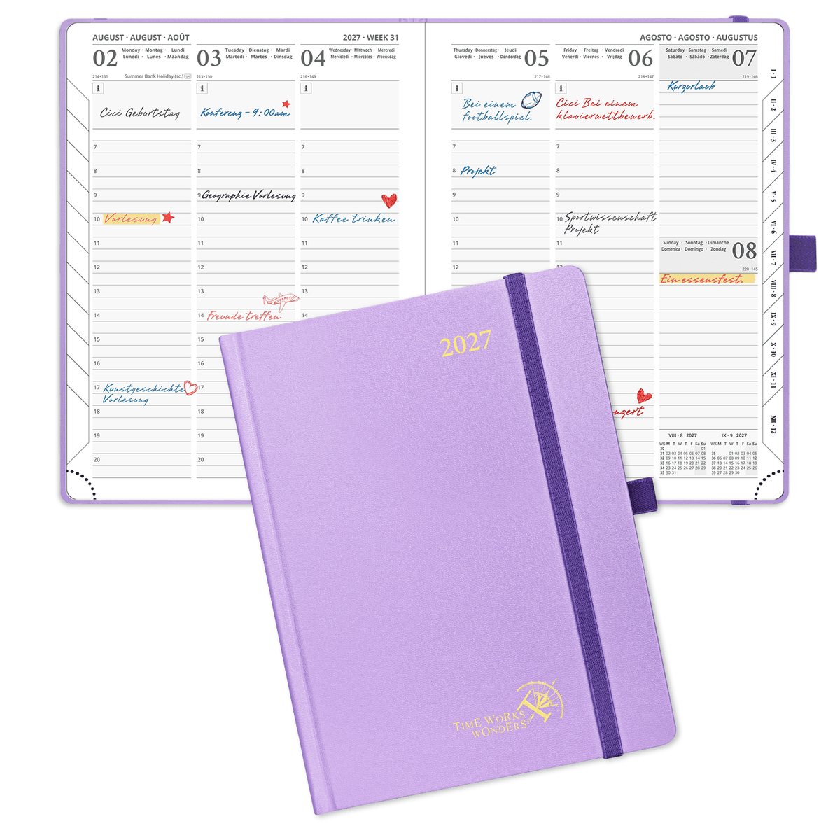 DE 21.8 cm × 16,4 cm 2027 Weekly Planner (January–December) Hardcover