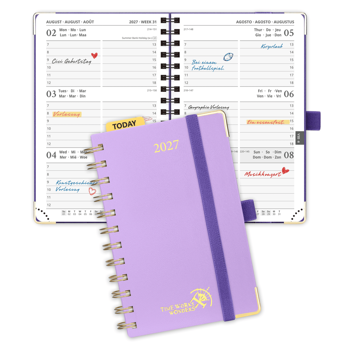 DE A6 Size 2027 Spiral Weekly Planner (January–December) Hardcover