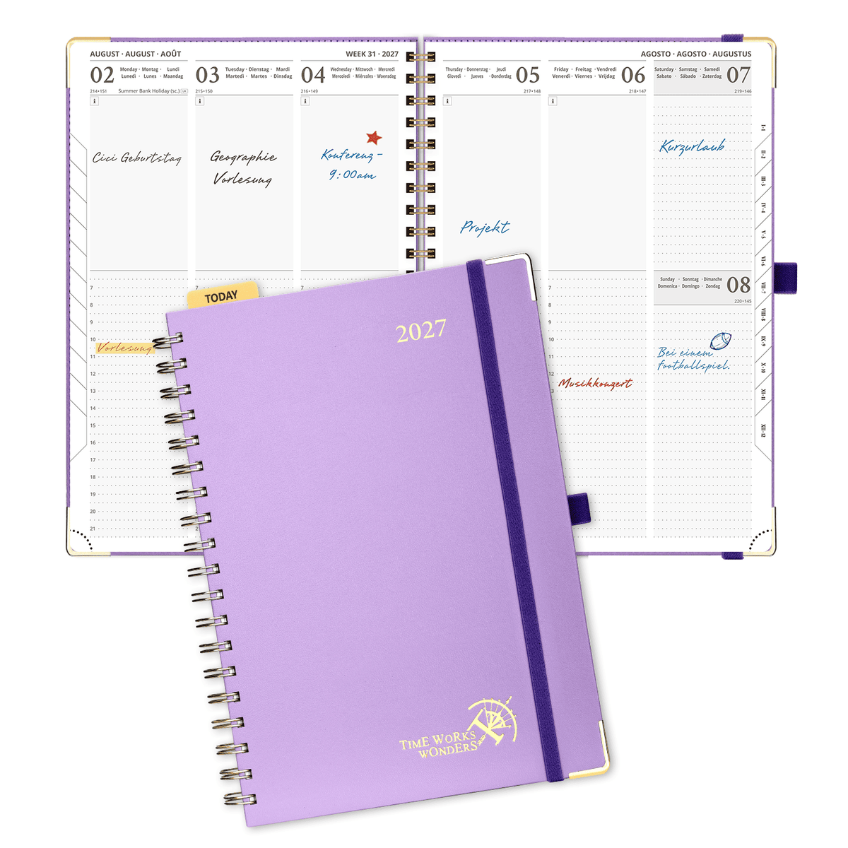 DE A4 Size 2027 Spiral Weekly Calendar Planner (January–December) Hardcover