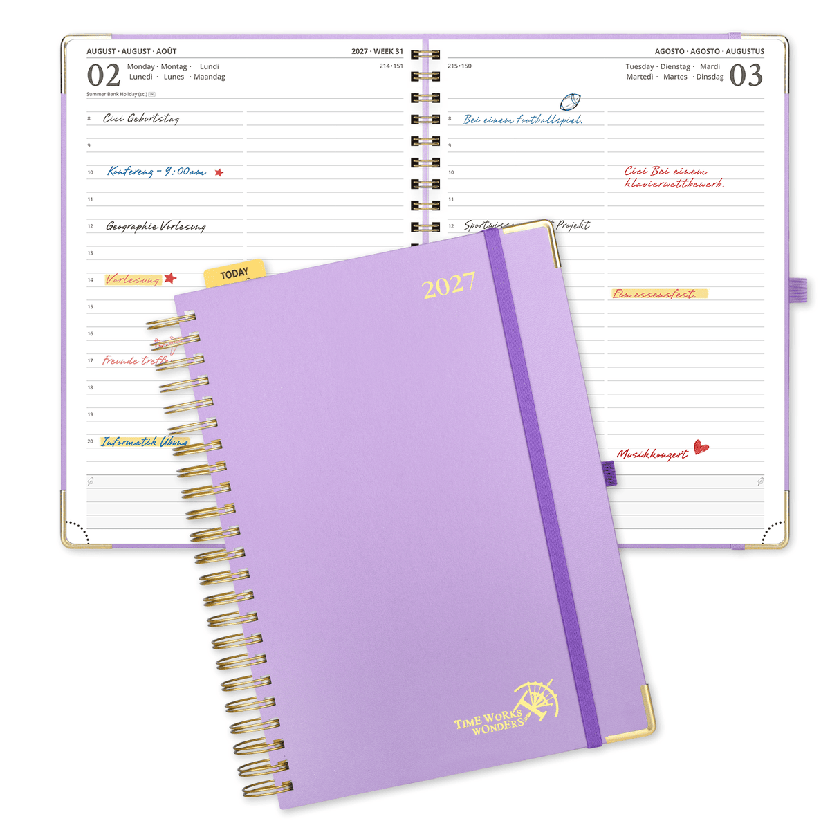 DE A4 Size 2027 Spiral Daily Planner Hardcover Calendar Planner