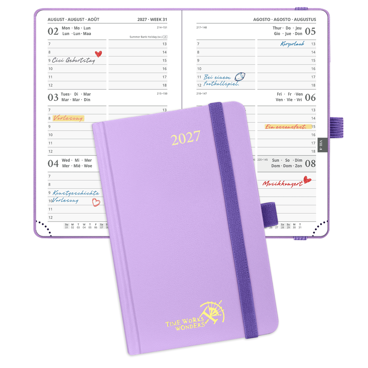 DE A6 Size 2027 Weekly Planner (January–December) Hardcover