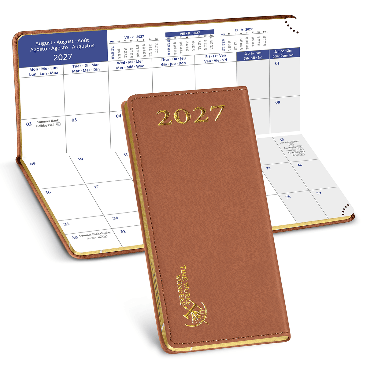 DE Pocket Mini Size 2027 Monthly Planner Premium Faux leather Neo Calendar