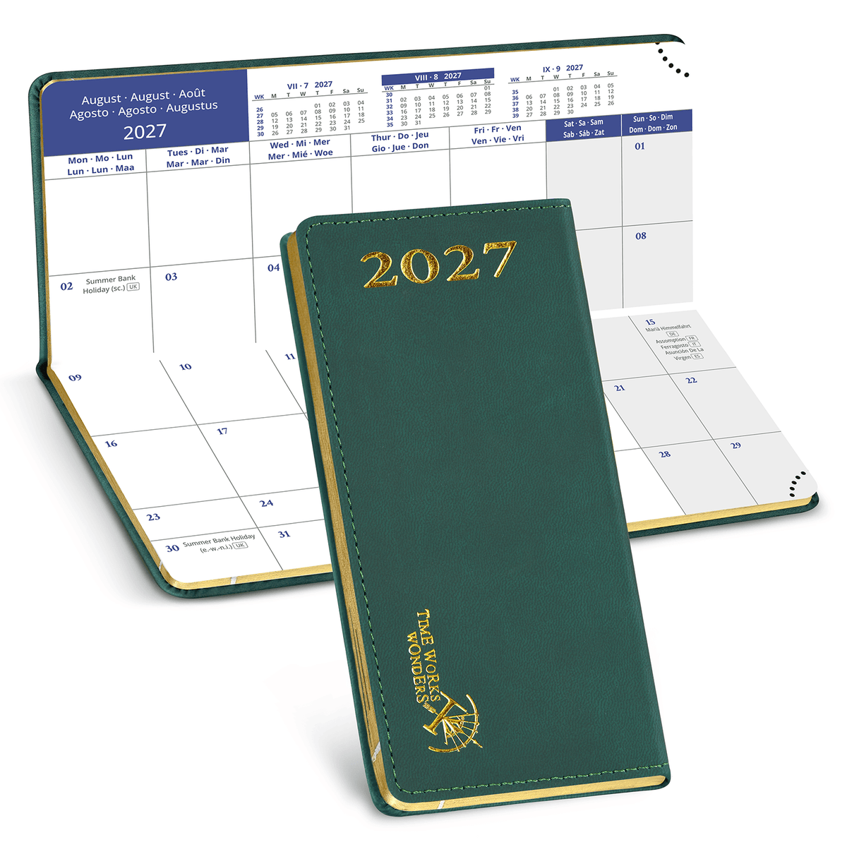 DE Pocket Mini Size 2027 Monthly Planner Premium Faux leather Neo Calendar
