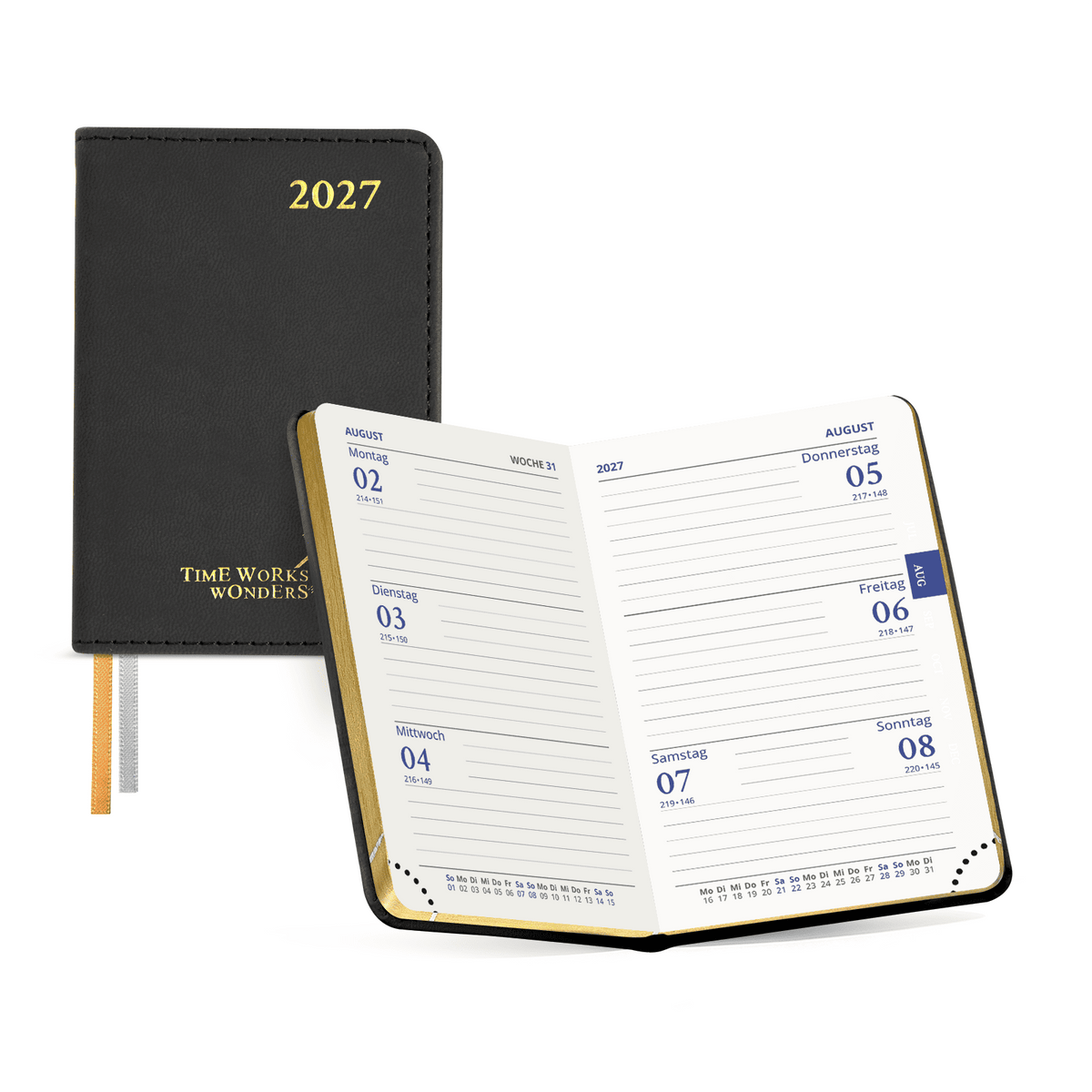 DE Mini Size Weekly 2027 Planner Soft Cover Calendar Planner