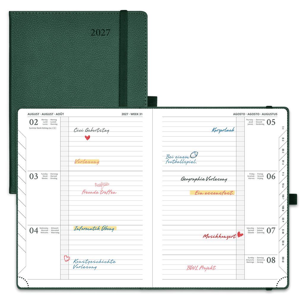 DE 25,9 cm ×  cm 2027 Weekly Planner Horizontal Layout Calendar Planner