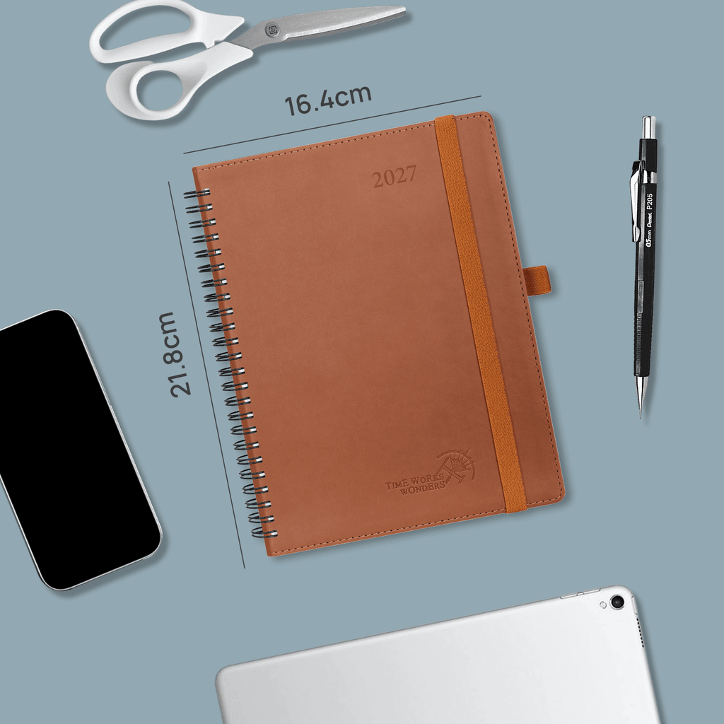 DE 21.8cm x 16.4 2027 Spiral Weekly Calendar Planner (January–December) Soft Cover