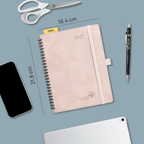 DE 16,5 cm × 21,6 cm 2027 Spiral Weekly Planner Week + Notes Layout Softcover