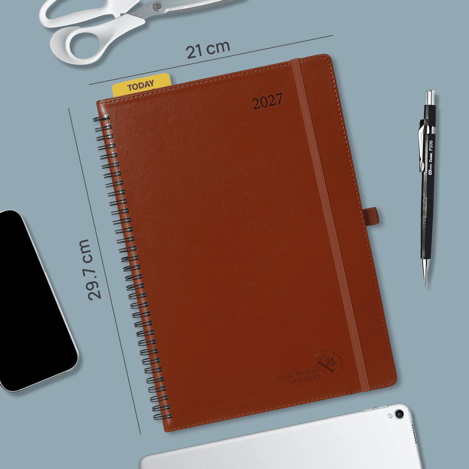 DE A4 Size 15-minute 2027 Spiral Weekly Planner PU Leather Softcover Appointment Book