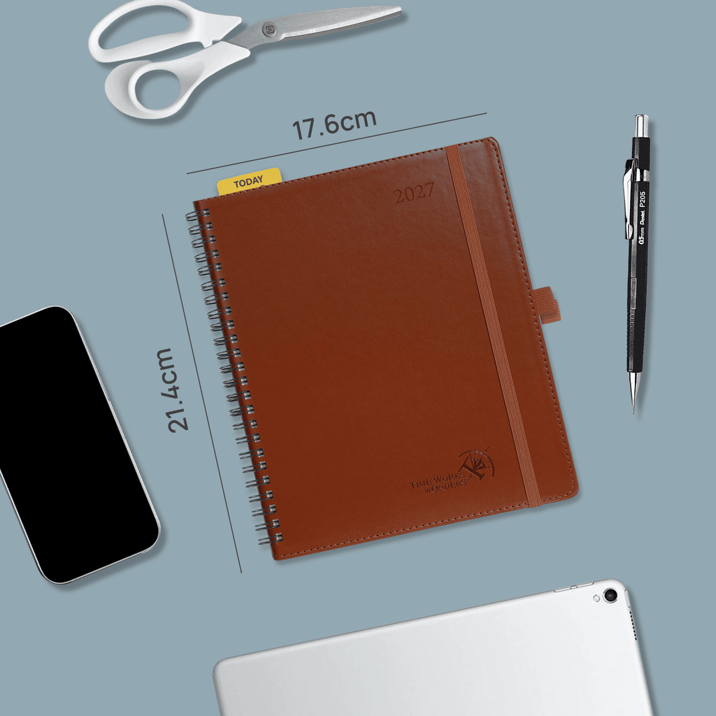 DE A5 Size 30-minute 2027 Spiral Weekly Planner PU Leather Softcover Appointment Book