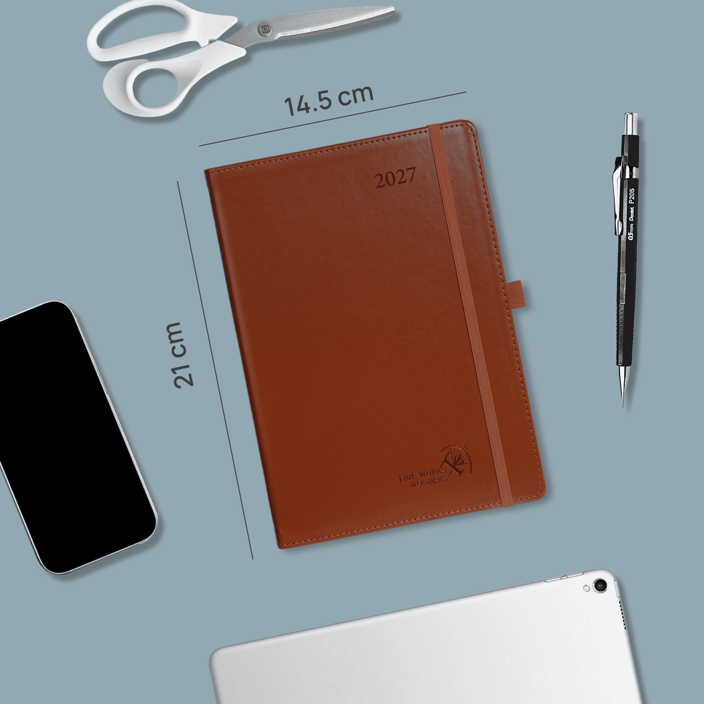 DE A5 Size 2027 Daily Planner Hardcover Horizontal Layout Calendar Planner