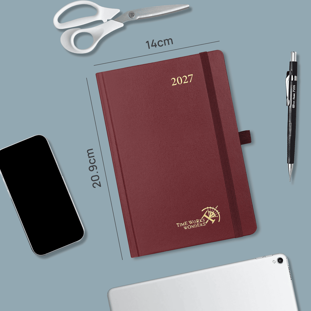 DE A5 Size Daily Planner 2027 Hardcover Calendar Planner