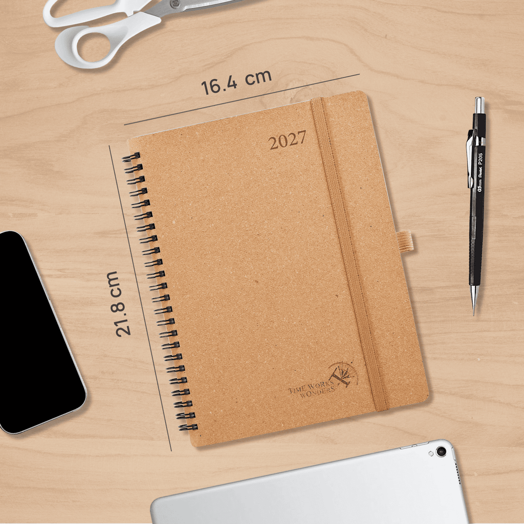 DE 16,4 cm × 21,8 cm Recycled 2027 Weekly Planner Spiral Hardcover