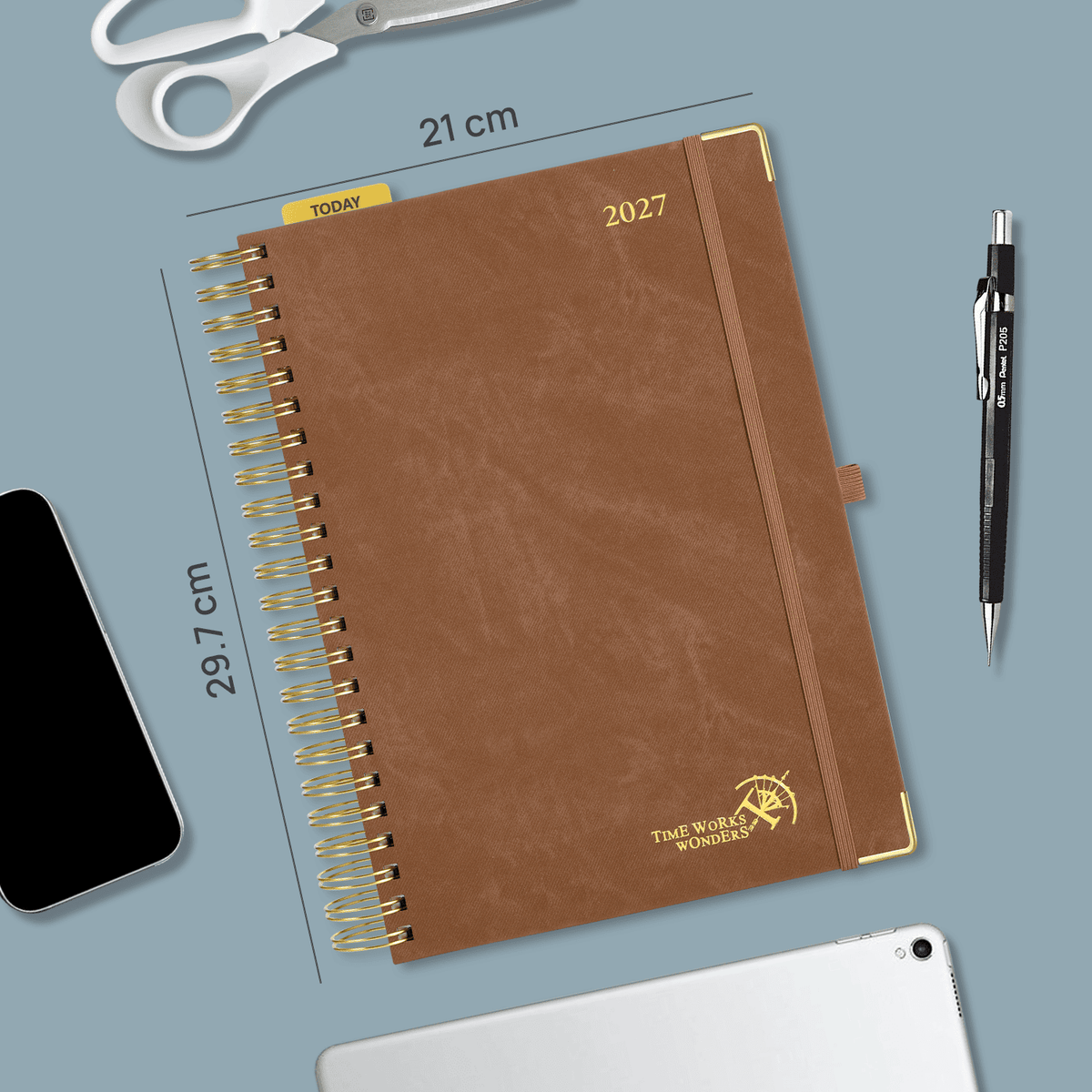 DE A4 Size 2027 Daily Planner Spiral Hardcover Calendar Book