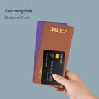 DE Pocket Mini Size 2027 Monthly Planner Premium Faux leather Neo Calendar