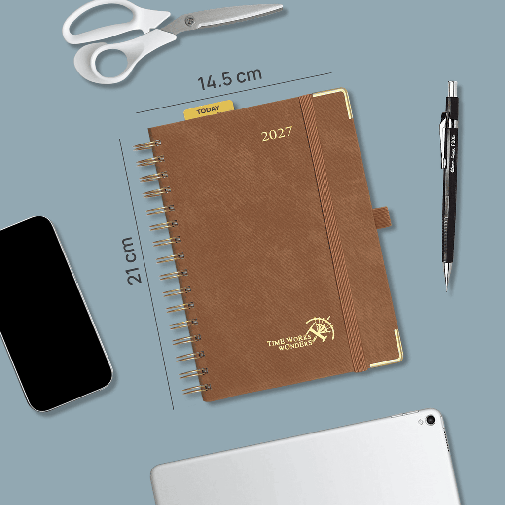 DE A5 Size Spiral 2027 Daily Planner Hardcover Calendar Planner