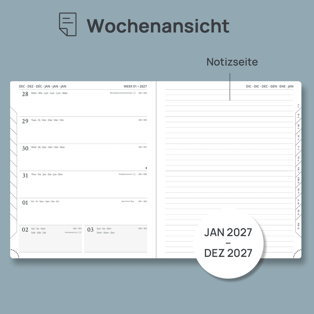 ES Agenda académica semanal 26.5 cm × 21.5 cm 2026-2027 Tapa dura