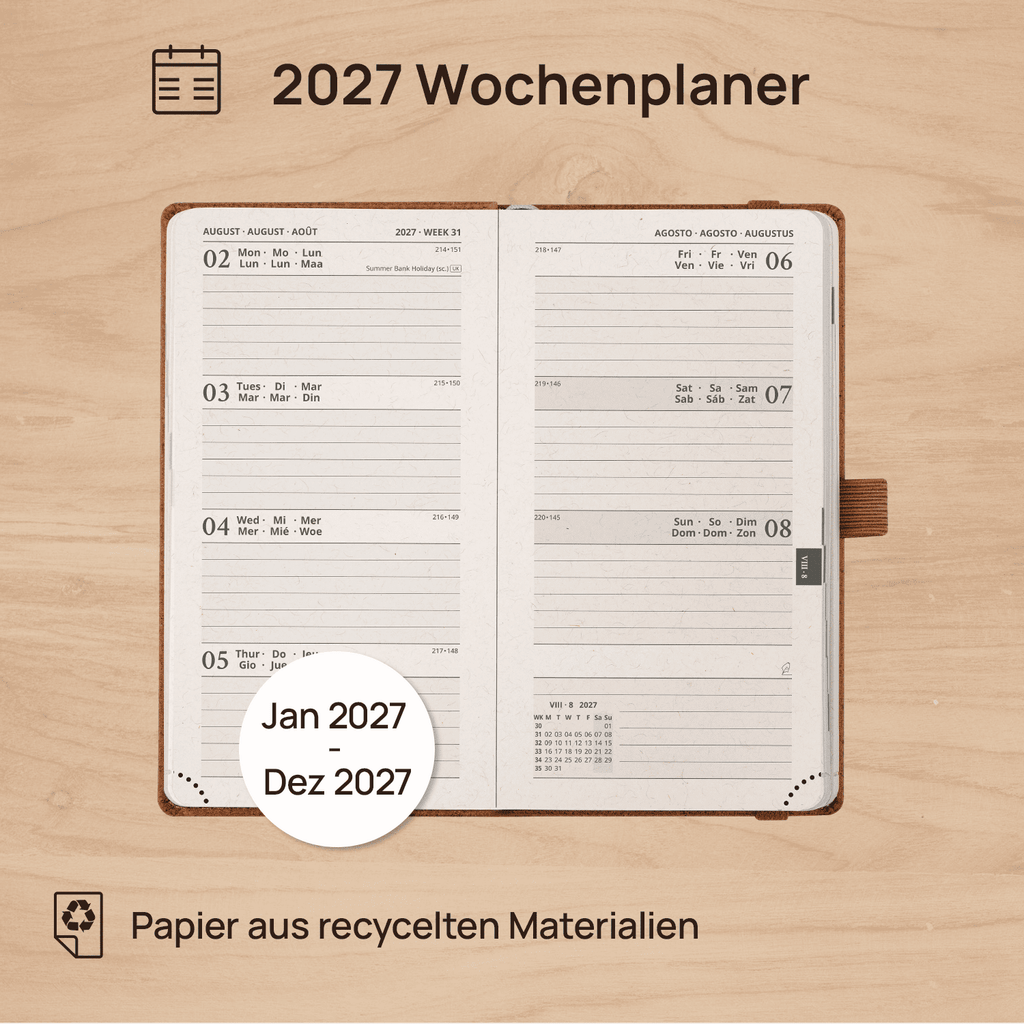 DE Pocket Recycled 2027 Weekly Planner Hardcover