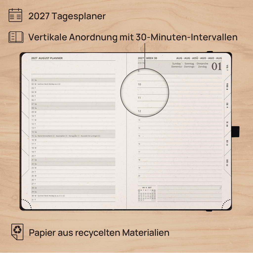 DE A5 Size 2027 Recycled Daily Planner