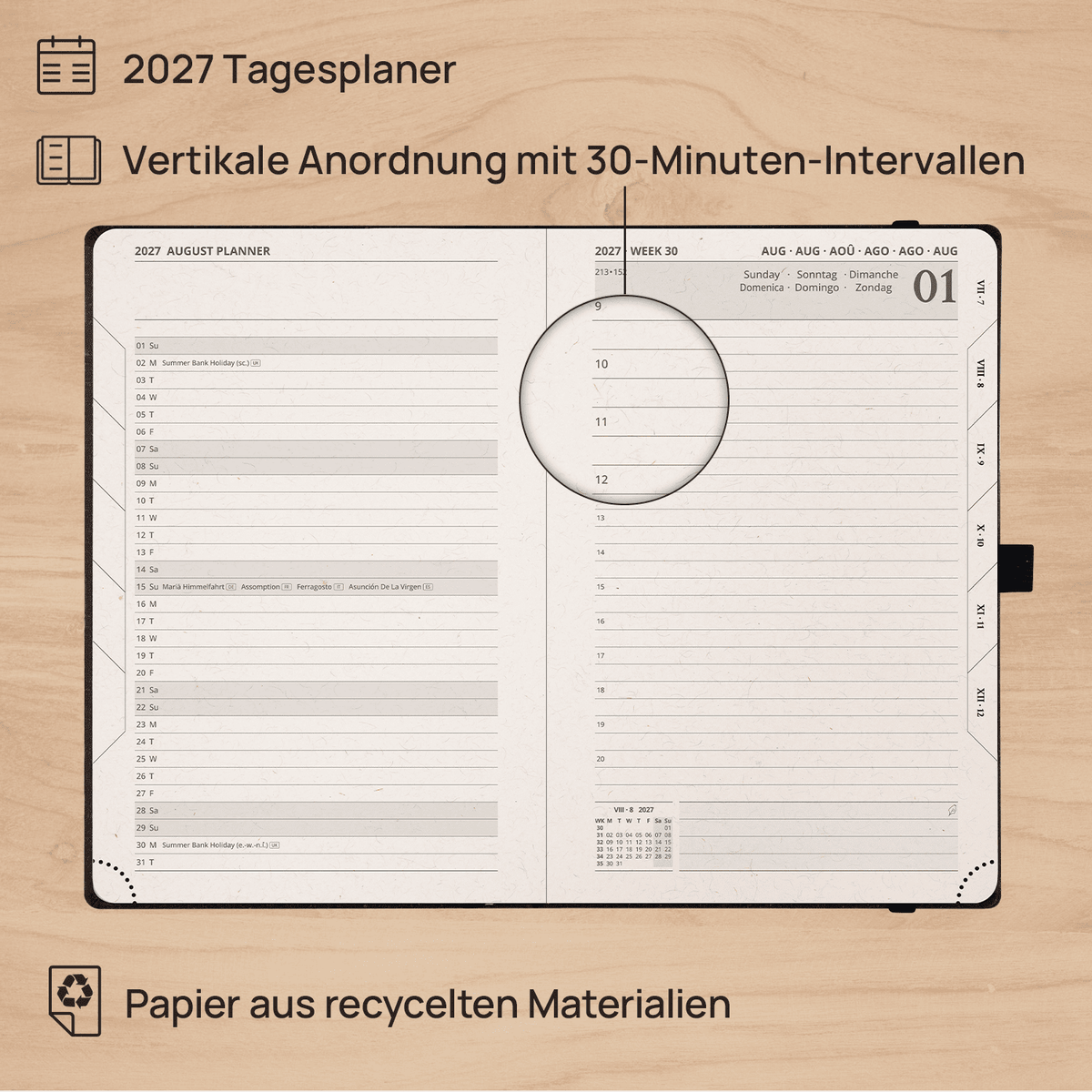 DE A5 Size 2027 Recycled Daily Planner