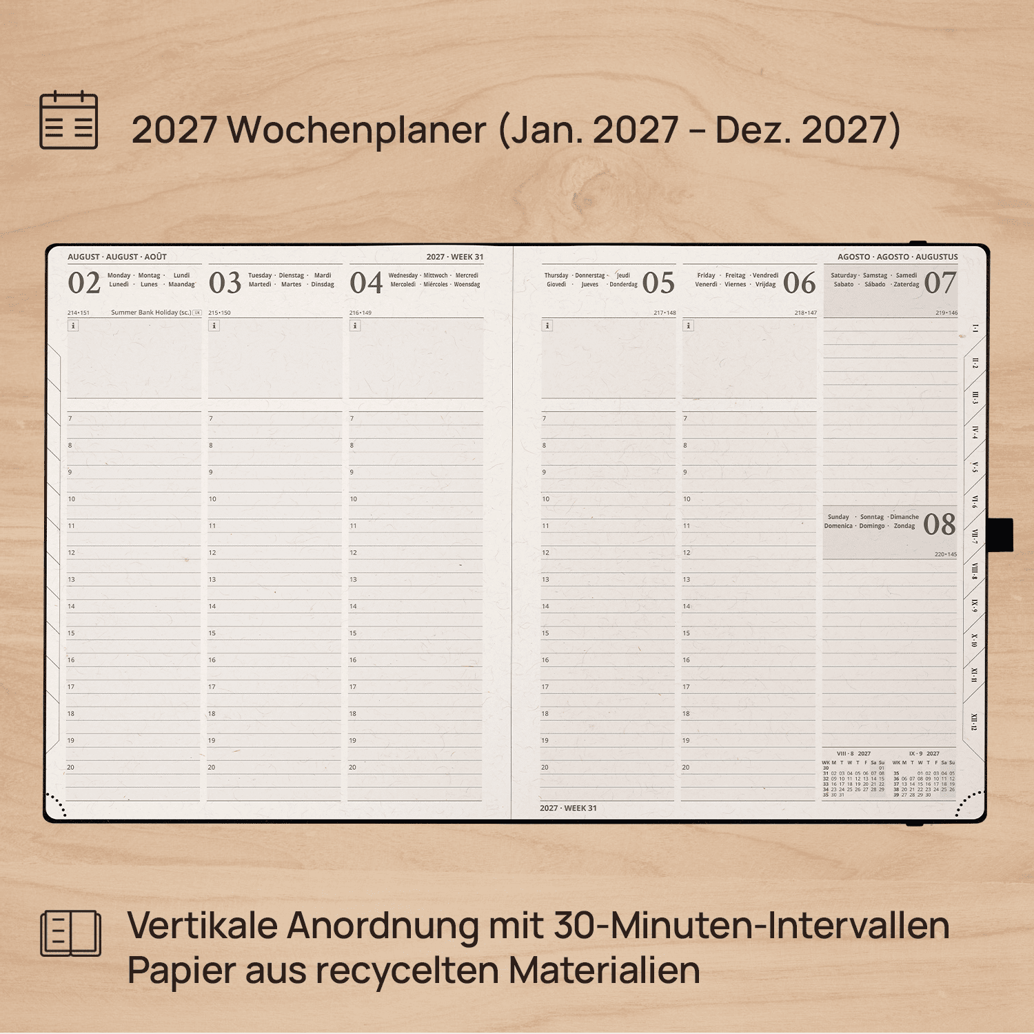 DE 25.9 cm × 21.2 cm 2027 Recycled Weekly Planner Hardcover Calendar Planner
