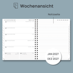 DE 25.9 cm × 21.2 cm 2027 Spiral Weekly Planner Week + Notes Layout Softcover