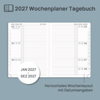 DE 25,9 cm ×  cm 2027 Weekly Planner Horizontal Layout Calendar Planner
