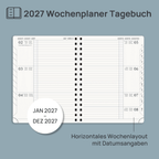 DE 21.8 cm × 16.4 cm 2027 Weekly Planner Spiral Hardcover| Horizontal Layout