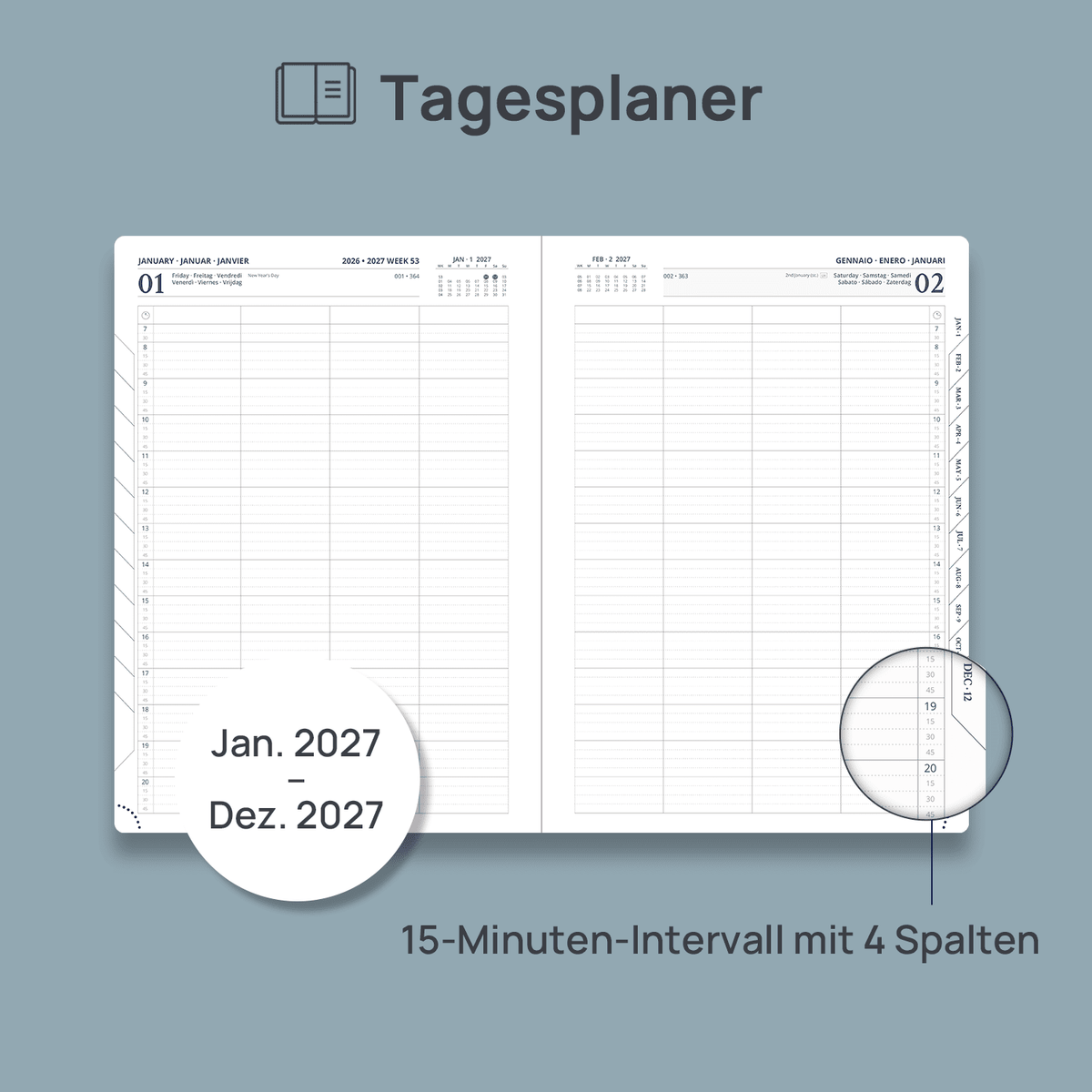 DE A4 Size 2027 Daily Planner Hardcover Calendar Book