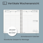 DE 21.8cm x 16.4 2027 Spiral Weekly Calendar Planner (January–December) Soft Cover