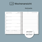 DE 16,5 cm × 21,6 cm 2027 Spiral Weekly Planner Week + Notes Layout Softcover