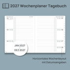 DE 25,9 cm × 21,2 cm 2027 Weekly Planner Horizontal Layout Calendar Planner