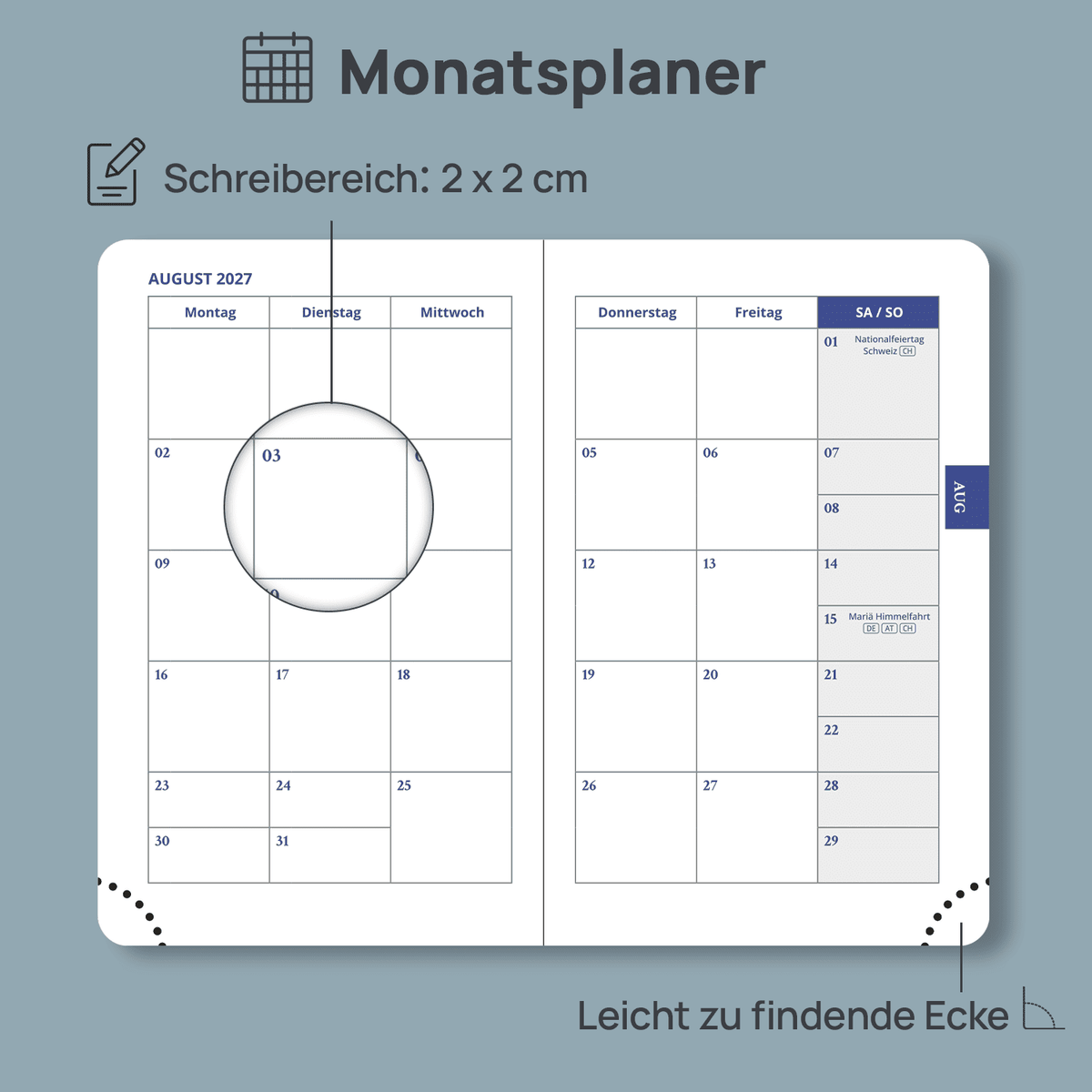 DE Mini Size Weekly 2027 Planner Soft Cover Calendar Planner