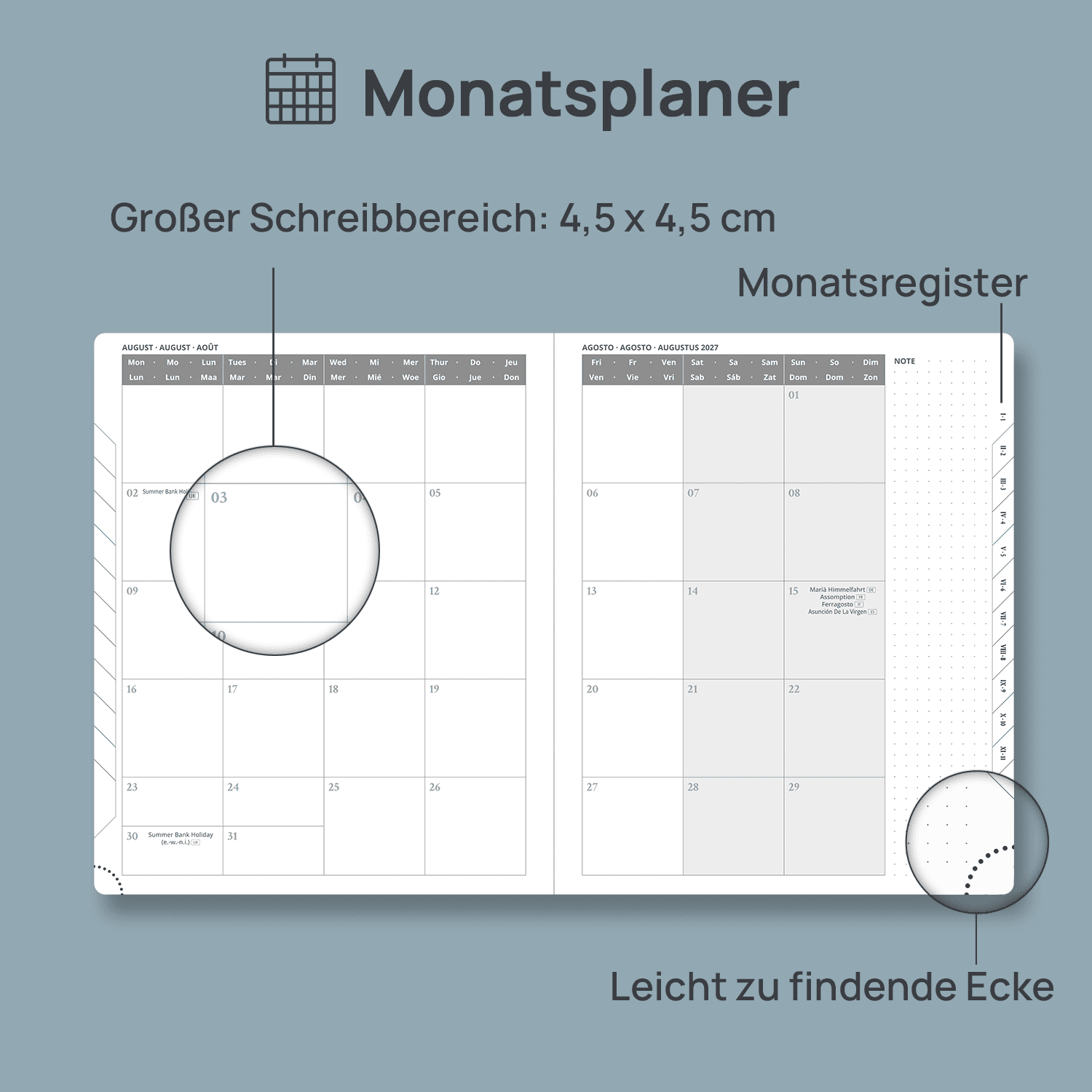 DE 25.9 cm × 21.2 cm 2027 Weekly Planner (January–December) Hardcover