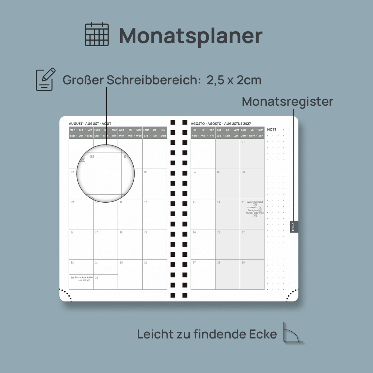 DE A6 Size 2027 Spiral Weekly Calendar Planner (January–December) Soft Cover