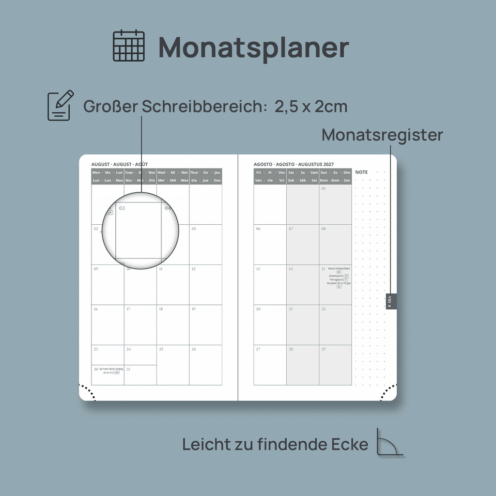 DE A6 Size 2027 Weekly Planner (January–December) Hardcover
